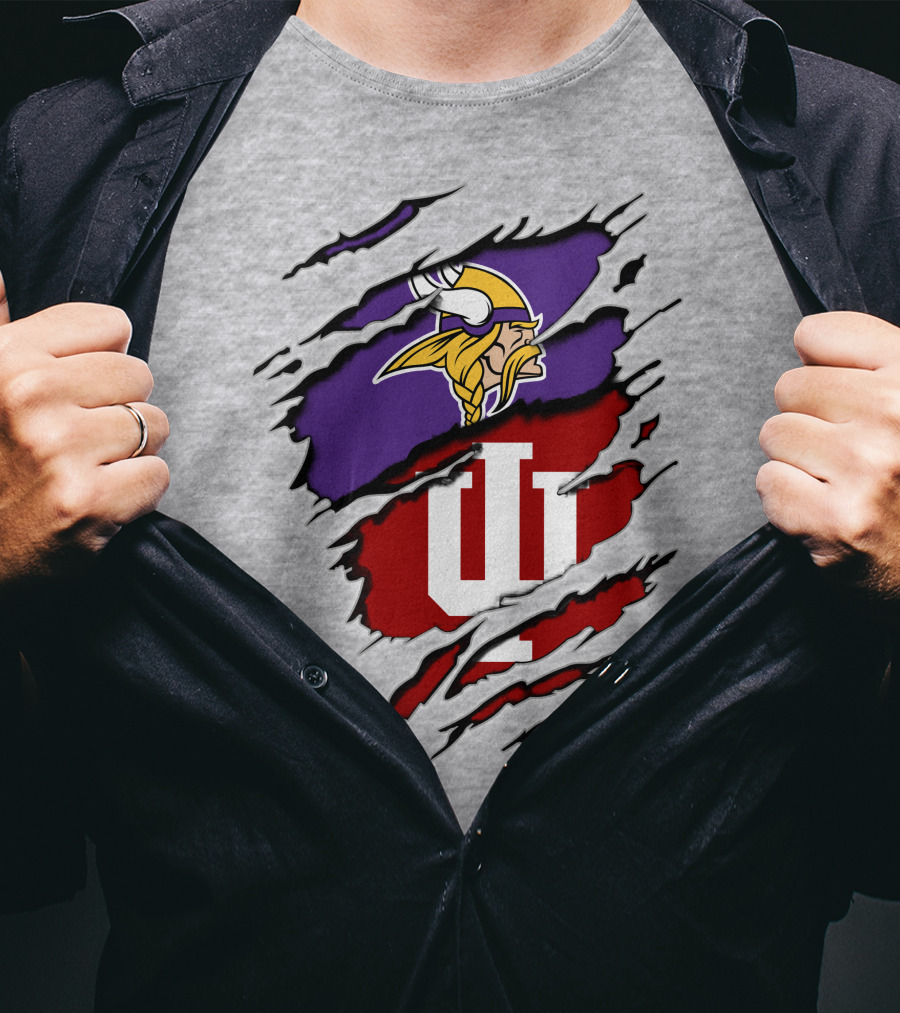 Vikings Indiana Hoosiers Torn Logo Mashup T-Shirt