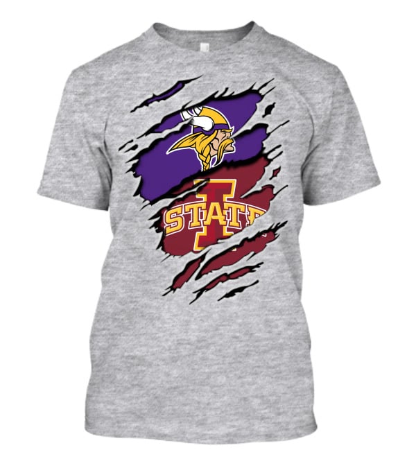 Minnesota Vikings Iowa State Cyclones Ripped T-Shirt