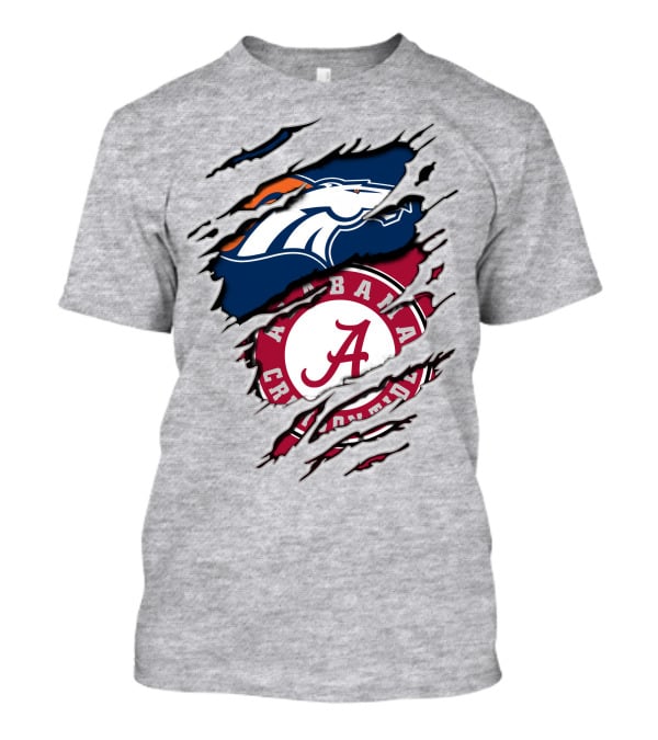 Alabama Crimson Tide Denver Broncos Logo Fusion T-Shirt