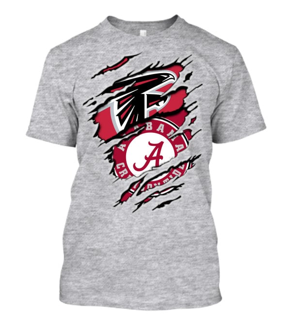 Alabama Crimson Tide Atlanta Falcons Ripped T-Shirt