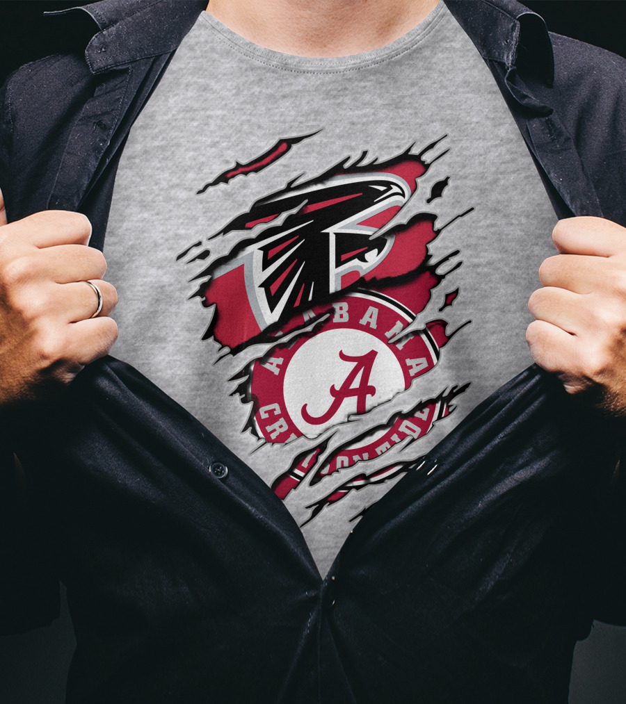 Alabama Crimson Tide Atlanta Falcons Ripped T-Shirt