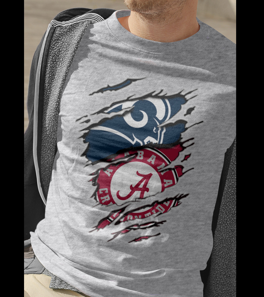 Alabama Crimson Tide Los Angeles Rams Logo Mashup T-Shirt