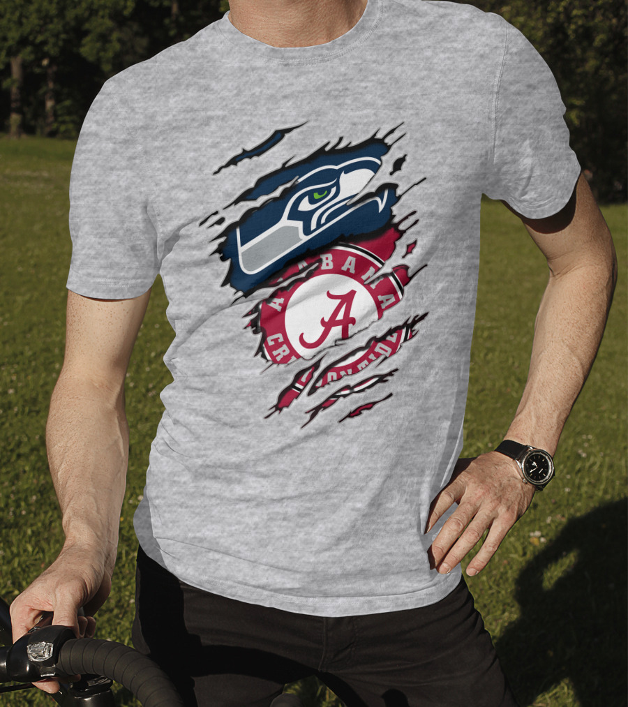 Seahawks Alabama Crimson Tide Football Fusion T-Shirt