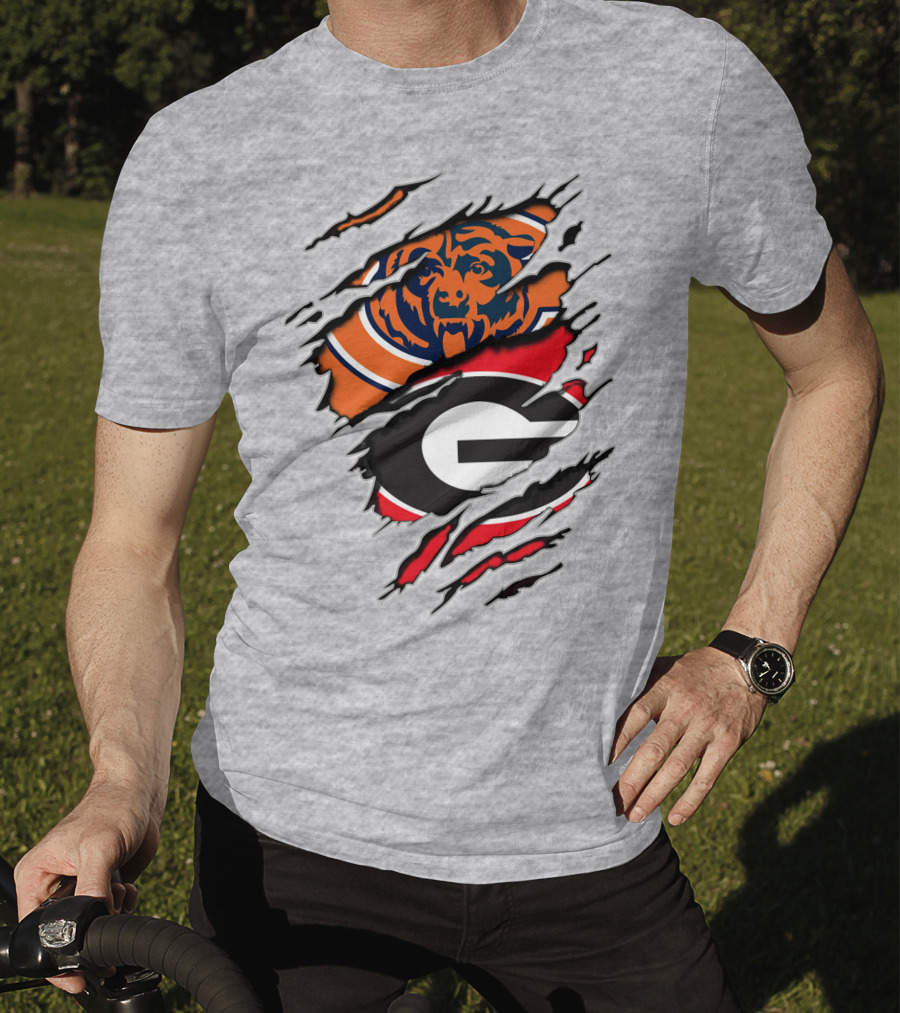 Chicago Bears Georgia Bulldogs Logo Mashup T-Shirt