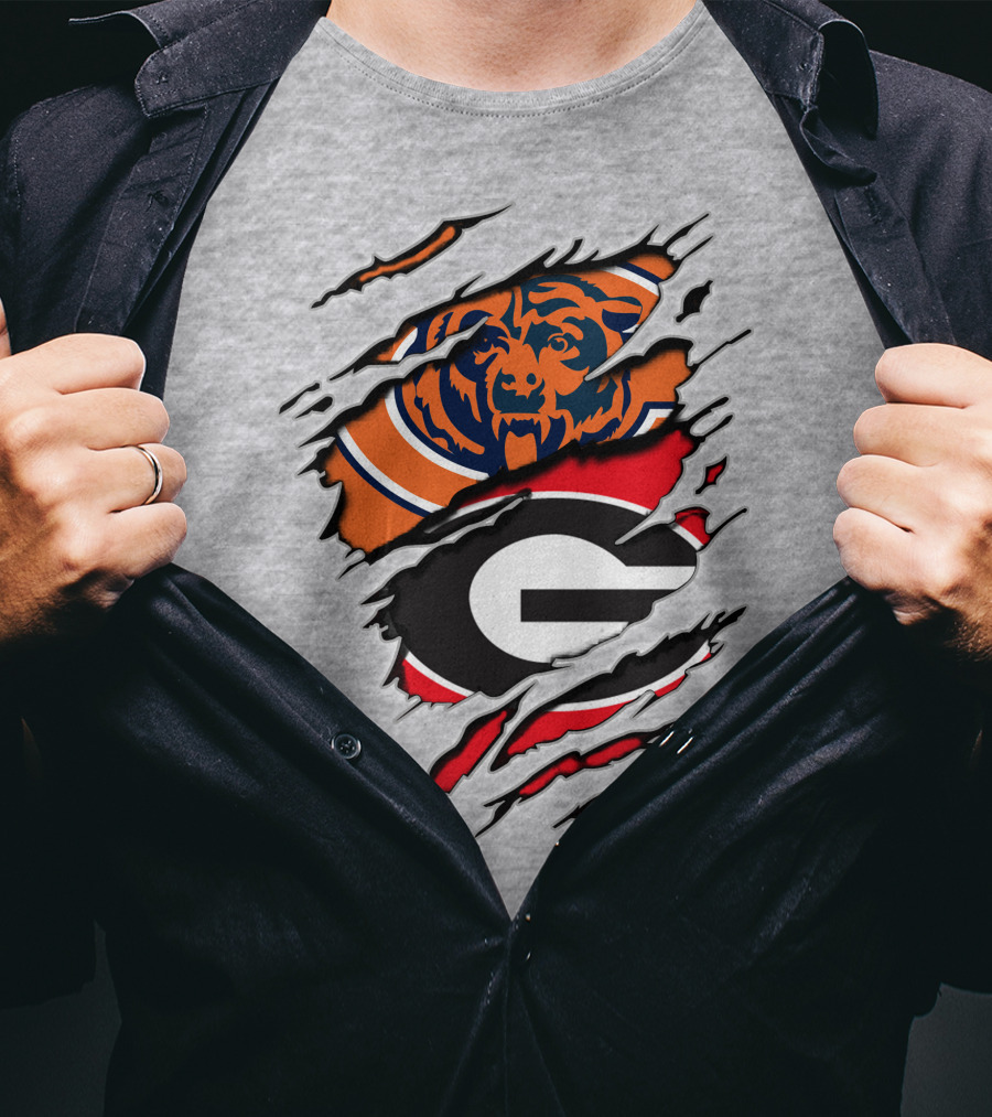 Chicago Bears Georgia Bulldogs Logo Mashup T-Shirt
