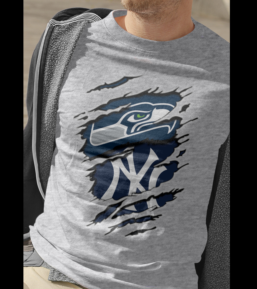 Seahawks Yankees Logo Fusion T-Shirt