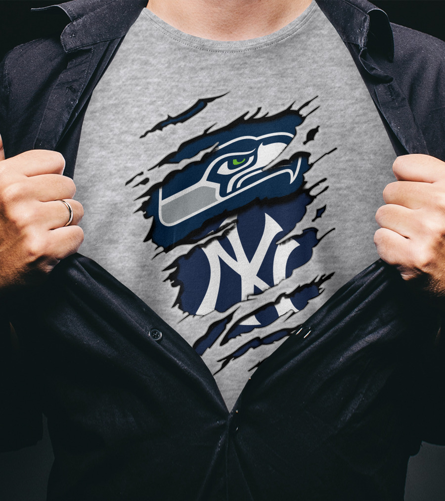 Seahawks Yankees Logo Fusion T-Shirt