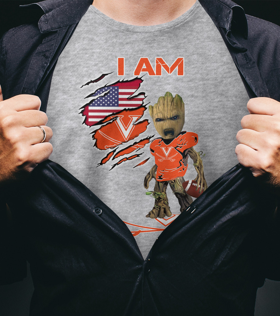 I AM Cavaliers Groot Football USA Flag V T-Shirt