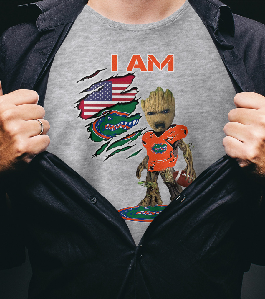 I AM Groot Florida Gators USA Flag Football T-Shirt