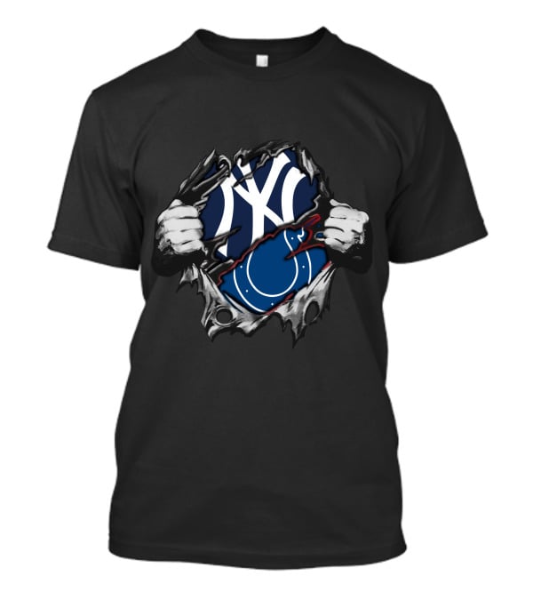 Colts Yankees Logo Fusion Peeling Effect T-Shirt