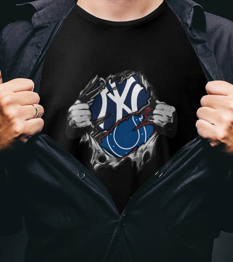 Colts Yankees Logo Fusion Peeling Effect T-Shirt
