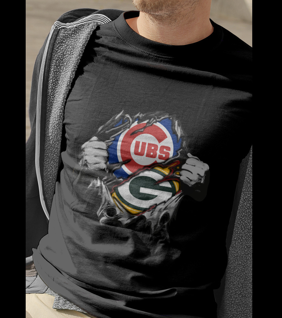Cubs Packers Logo Tear T-Shirt