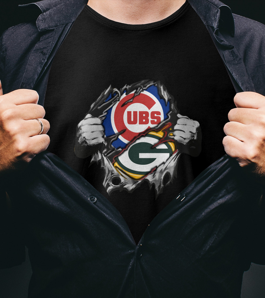 Cubs Packers Logo Tear T-Shirt
