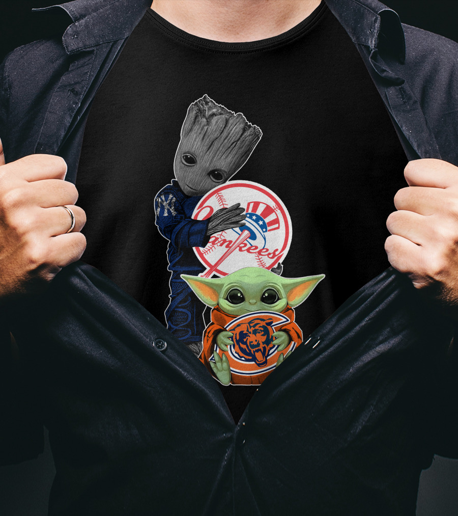 Yankees Baby Groot Bears Baby Yoda T-Shirt