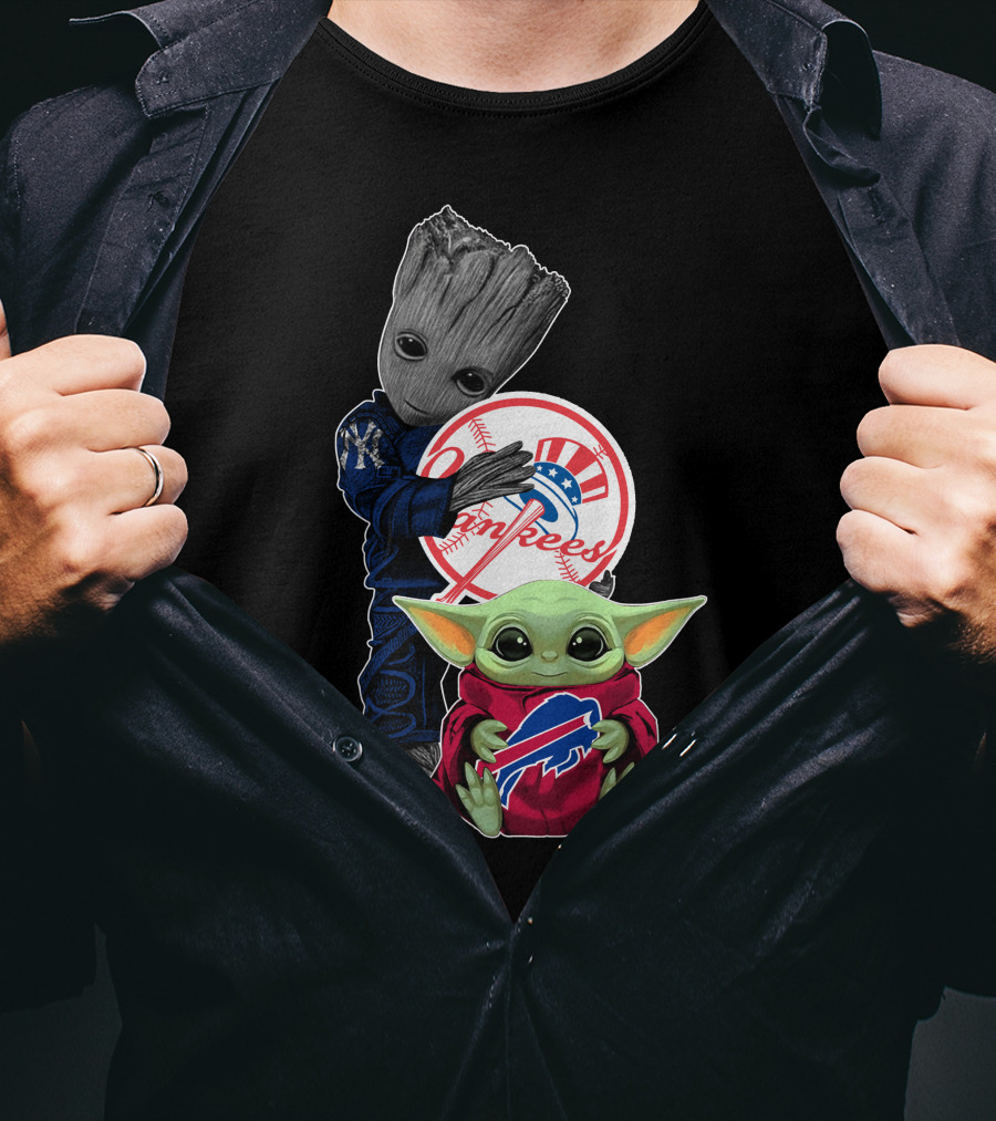 Yankees Groot Bills Baby Yoda T-Shirt