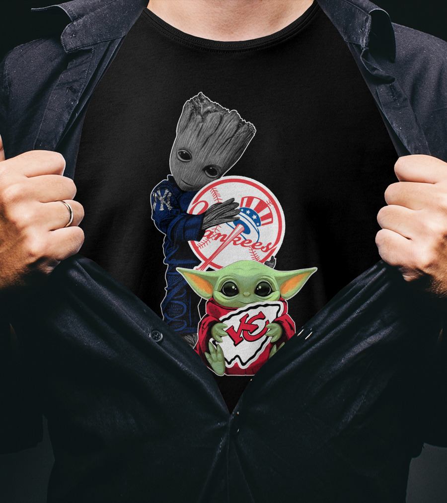 Yankees Groot Chiefs Baby Yoda T-Shirt