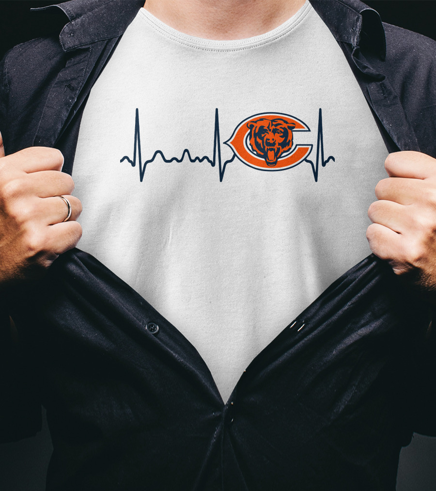 Heartbeat Chicago Bears Logo Electrocardiogram T-Shirt
