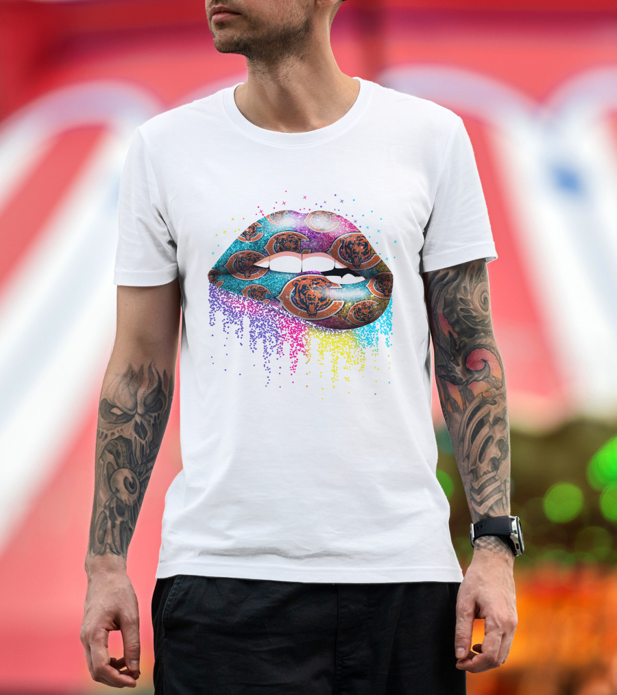 Lips Rainbow Chicago Bears Logos T-Shirt