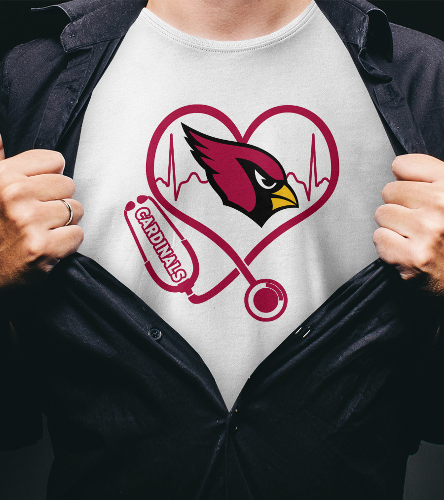 Arizona Cardinals Nurse Heartbeat Stethoscope T-Shirt