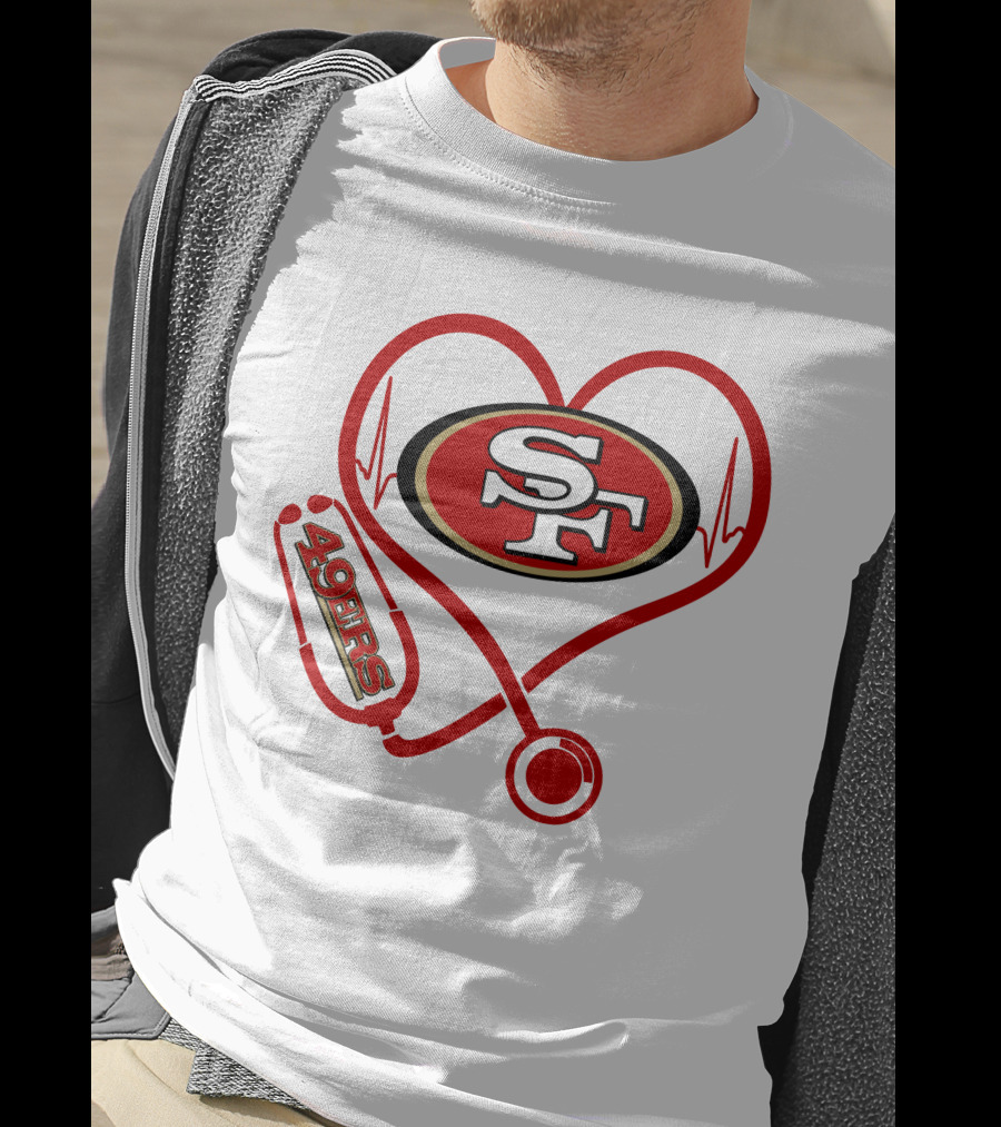San Francisco 49ers Nurse Heartbeat Love Stethoscope T-Shirt