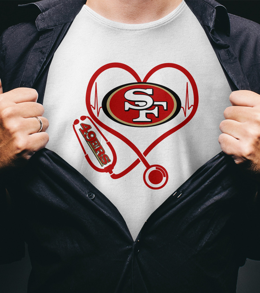 San Francisco 49ers Nurse Heartbeat Love Stethoscope T-Shirt