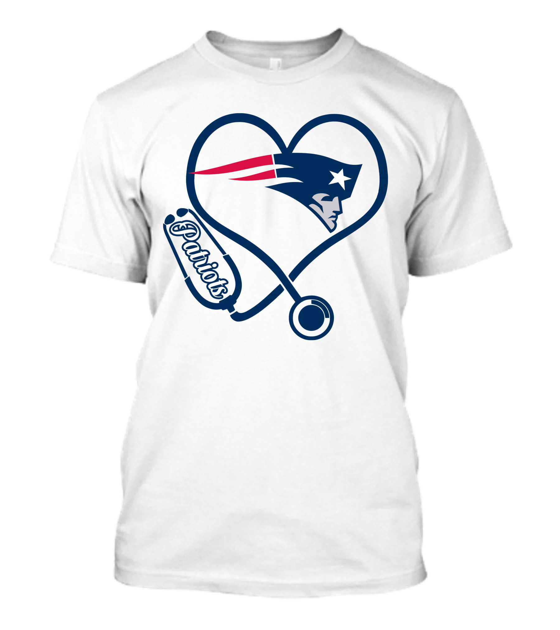 Nurse Heart Stethoscope New England Patriots T-Shirt