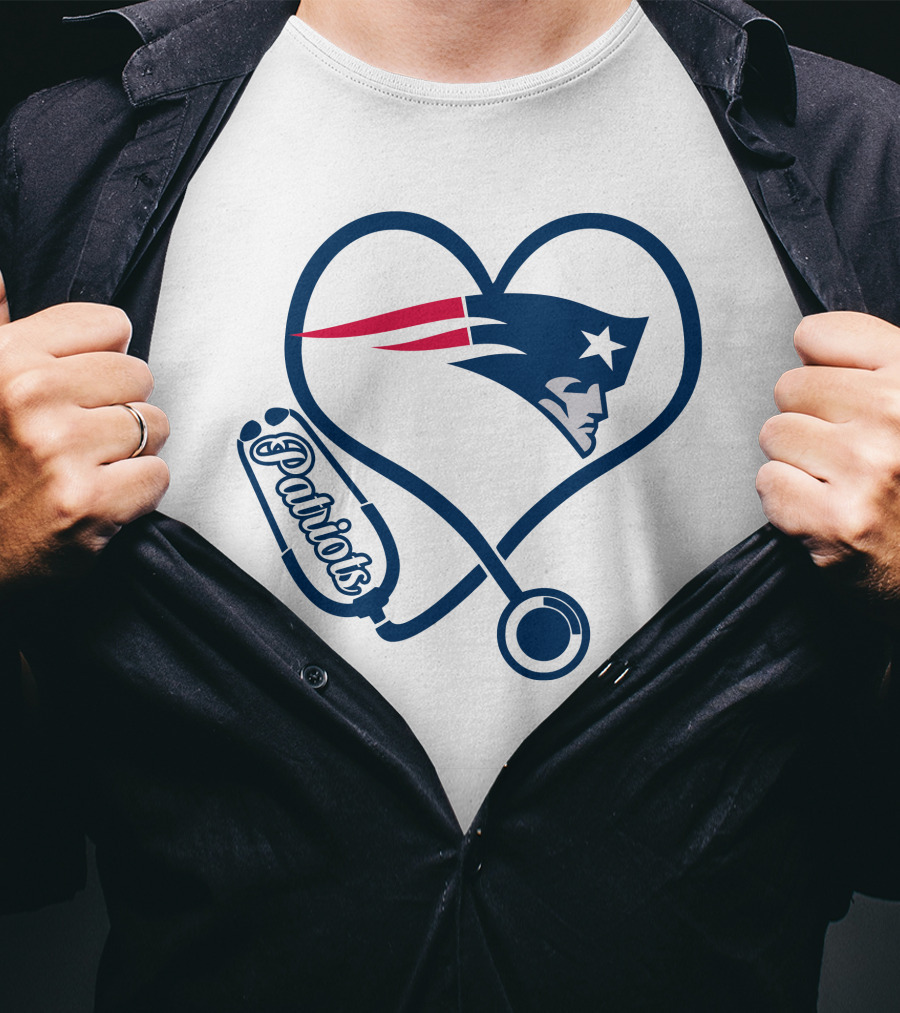 Nurse Heart Stethoscope New England Patriots T-Shirt