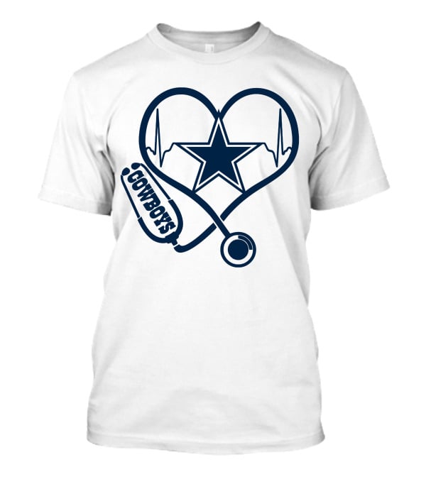 Nurse Heartbeat Dallas Cowboys Stethoscope Star T-Shirt