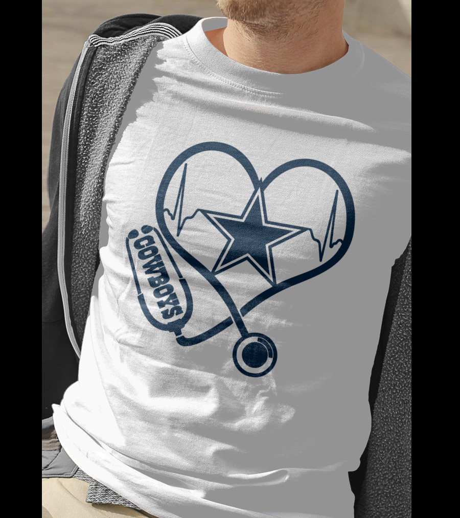 Nurse Heartbeat Dallas Cowboys Stethoscope Star T-Shirt