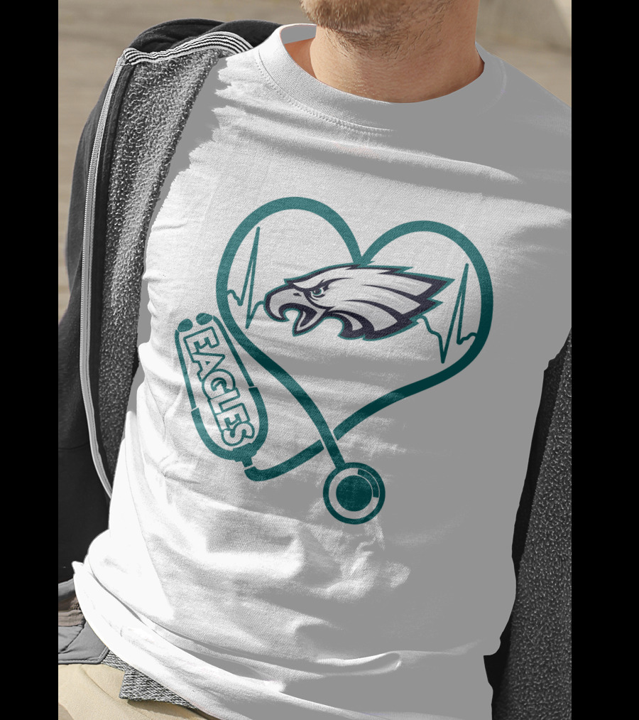 Philadelphia Eagles Stethoscope Heart Nurse Love T-Shirt
