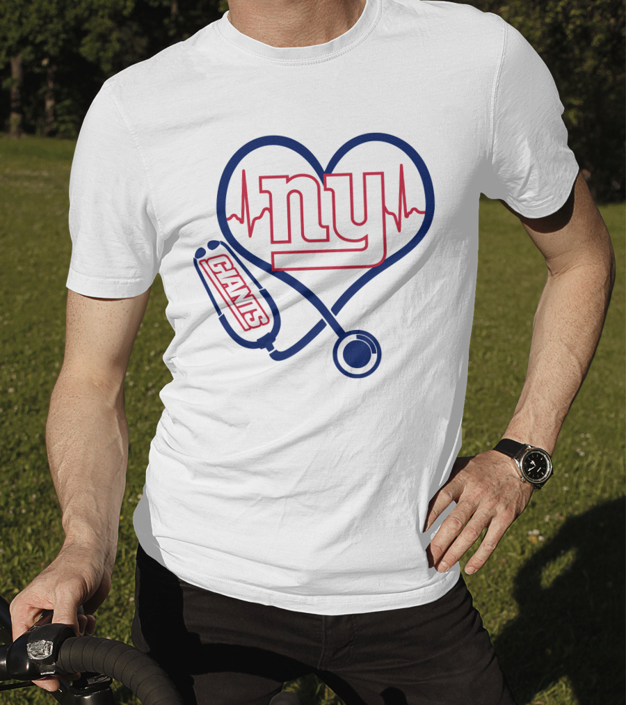 Nurse Heartbeat NY Giants Stethoscope T-Shirt