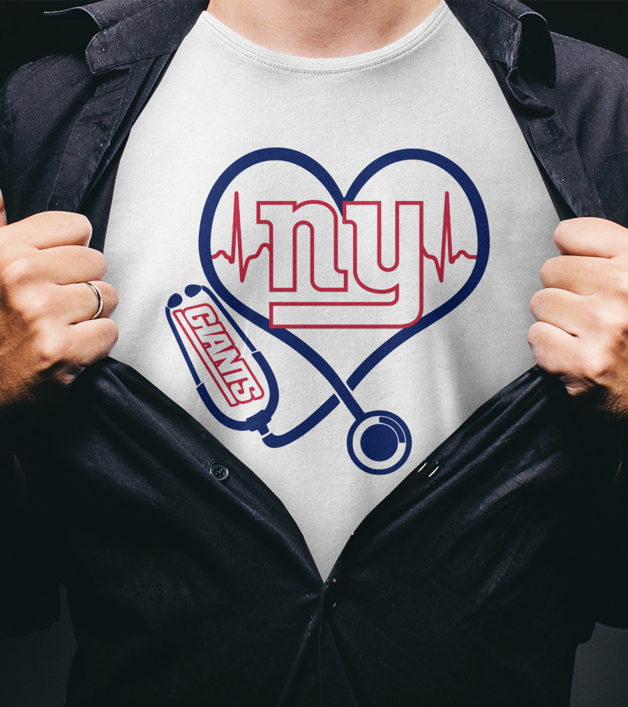 Nurse Heartbeat NY Giants Stethoscope T-Shirt