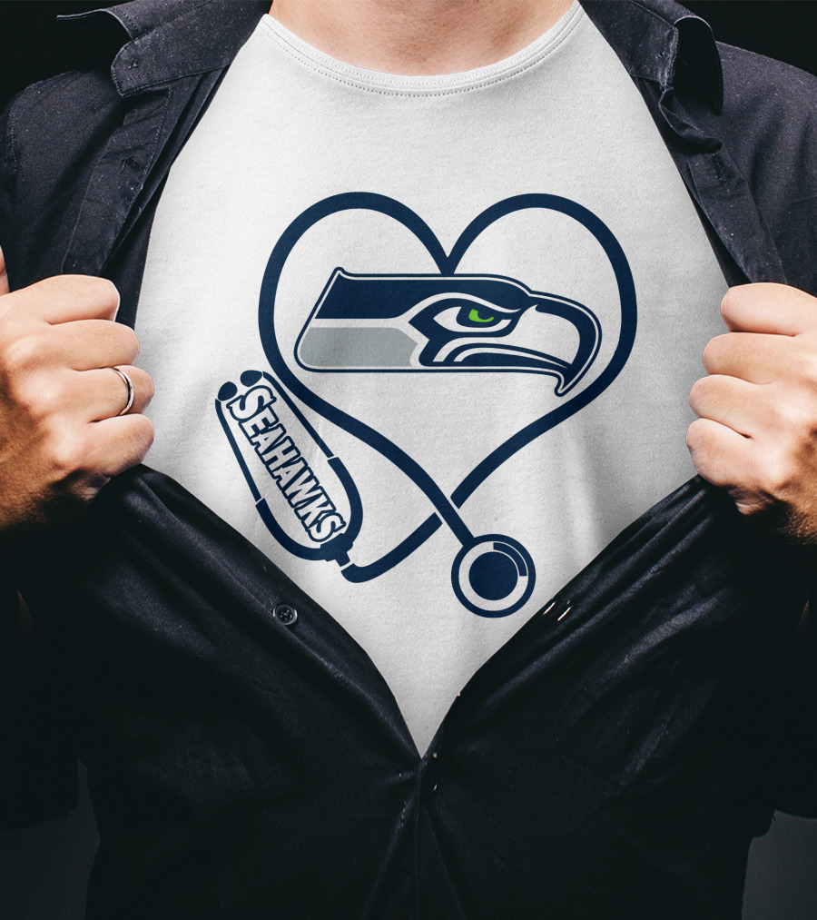 Nurse Heart Seattle Seahawks Stethoscope Love T-Shirt