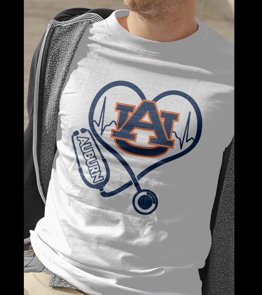Auburn Tigers Nurse Heartbeat Stethoscope Love T-Shirt