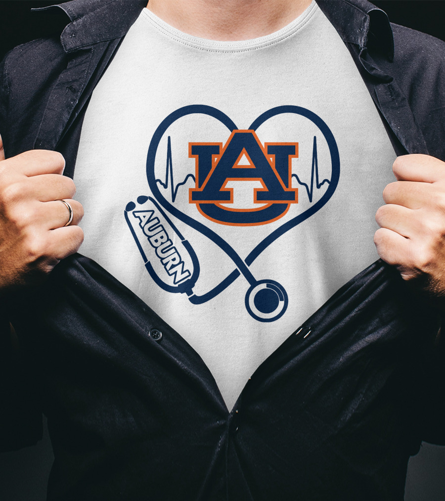 Auburn Tigers Nurse Heartbeat Stethoscope Love T-Shirt