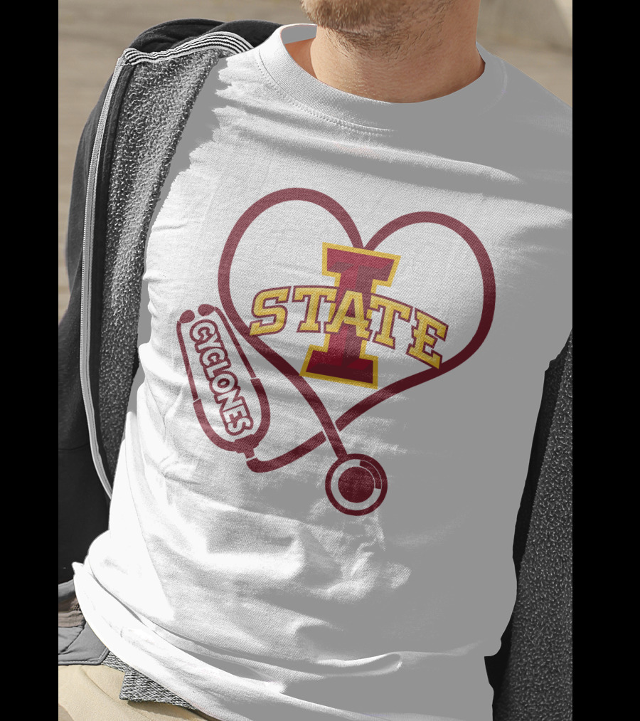 Nurse Love Heart Stethoscope Iowa State Cyclones T-Shirt