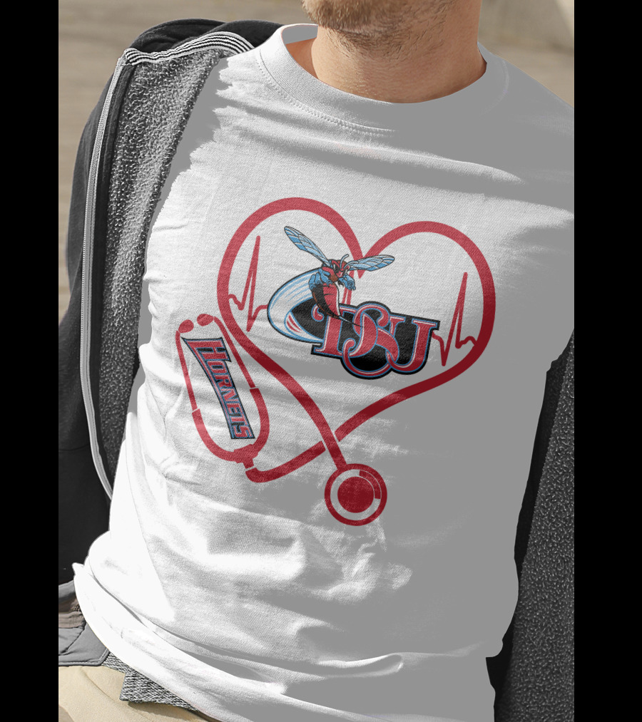 Nurse Love DSU Hornets Heartbeat Stethoscope T-Shirt