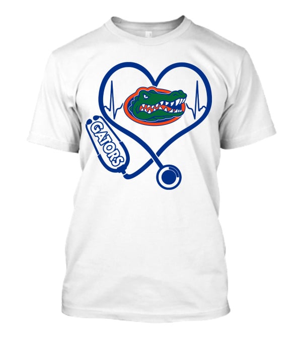 Nurse Love Gators Heartbeat Stethoscope Florida Gators T-Shirt