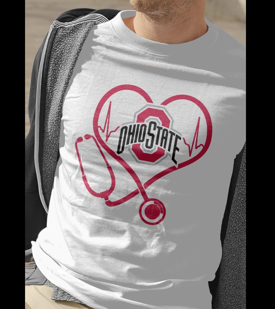 Ohio State Buckeyes Nurse Heartbeat Stethoscope T-Shirt