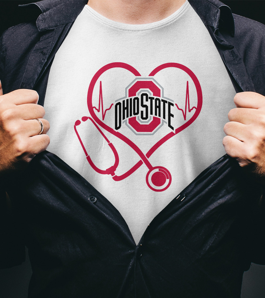 Ohio State Buckeyes Nurse Heartbeat Stethoscope T-Shirt