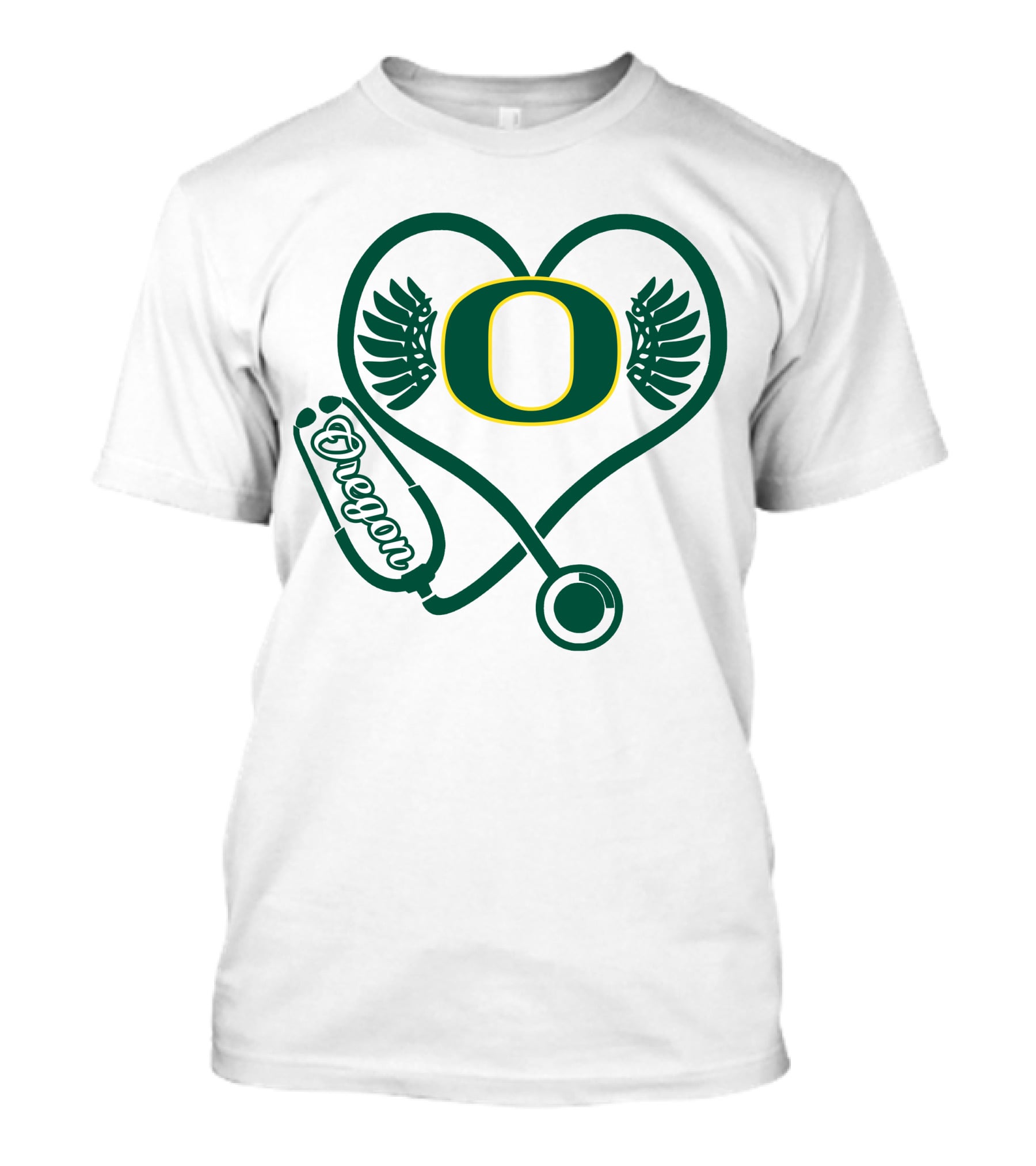 Oregon Ducks Nurse Heart Stethoscope T-Shirt
