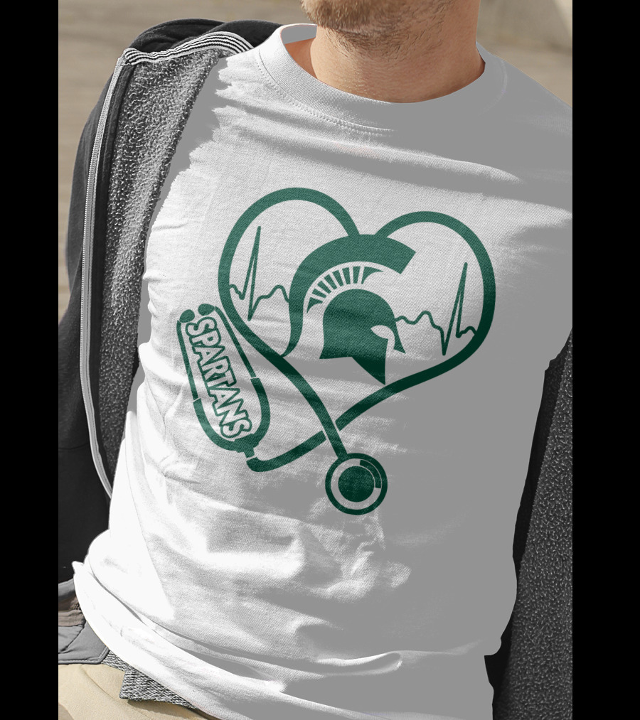 Spartans Nurse Love Heartbeat Michigan State T-Shirt