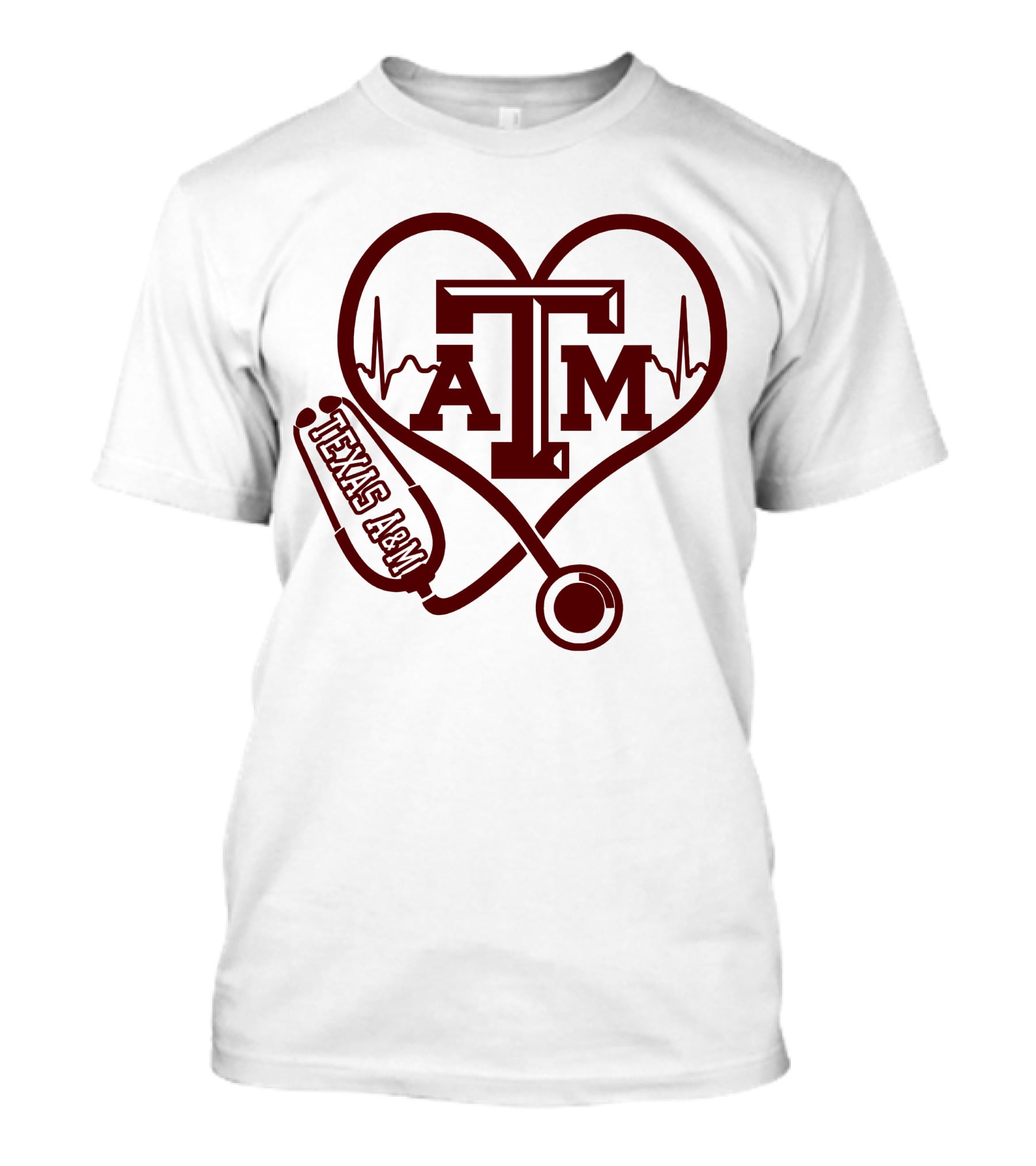 Texas A&M Aggies Nurse Heartbeat Stethoscope T-Shirt