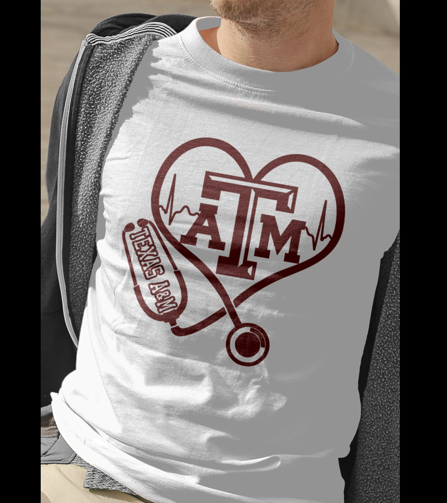 Texas A&M Aggies Nurse Heartbeat Stethoscope T-Shirt