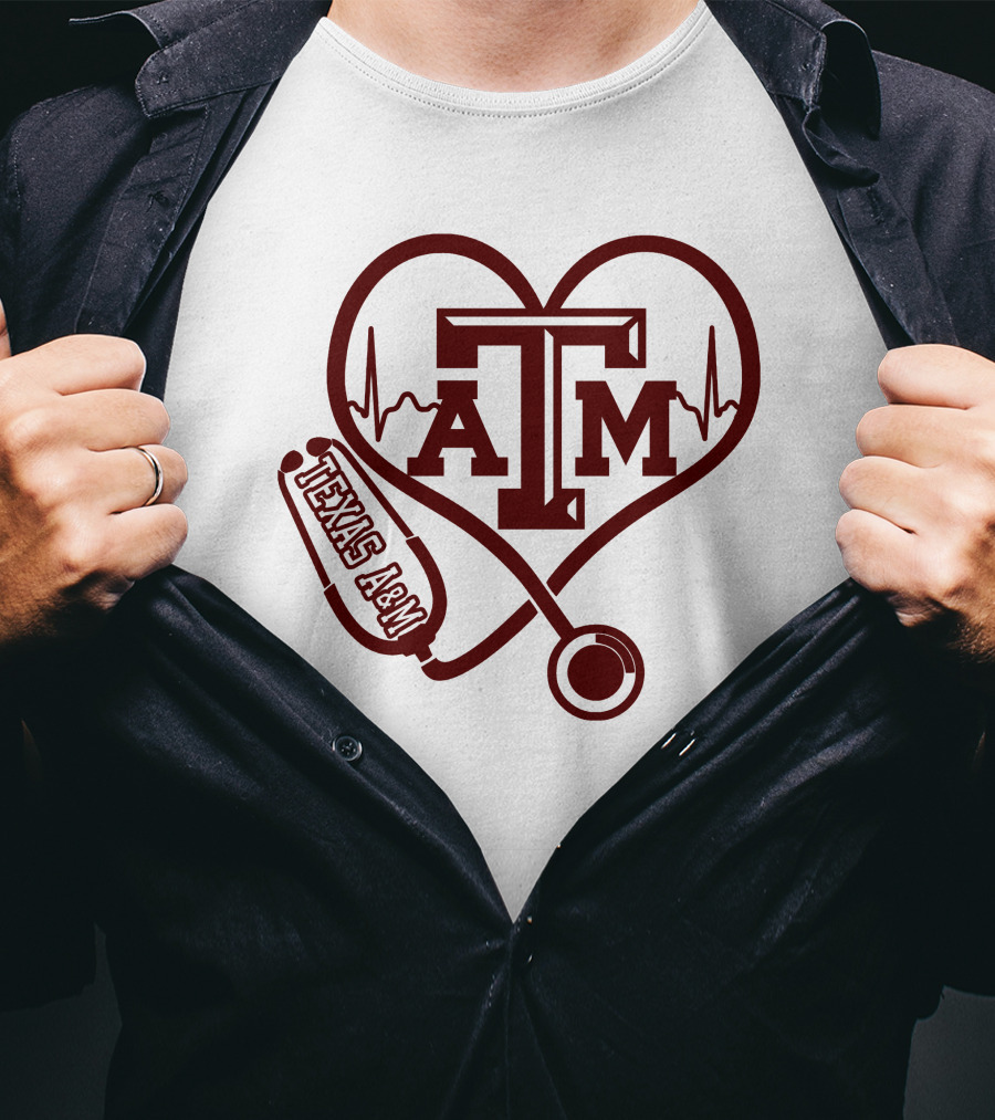 Texas A&M Aggies Nurse Heartbeat Stethoscope T-Shirt