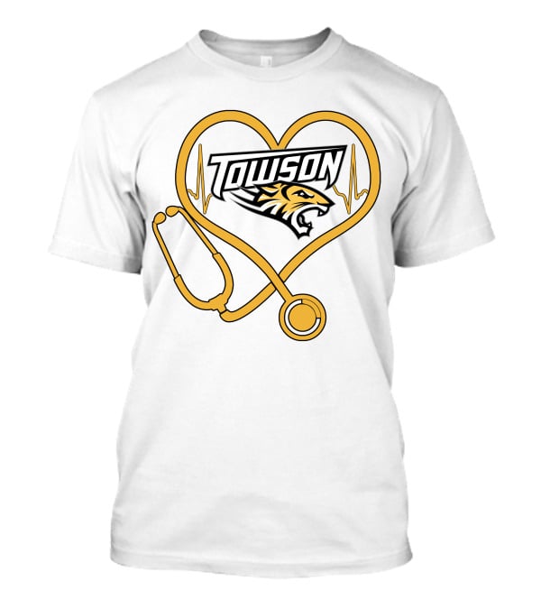 Nurse Love Towson Tigers Heart Stethoscope T-Shirt