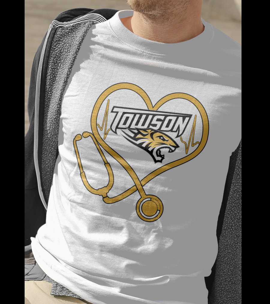 Nurse Love Towson Tigers Heart Stethoscope T-Shirt