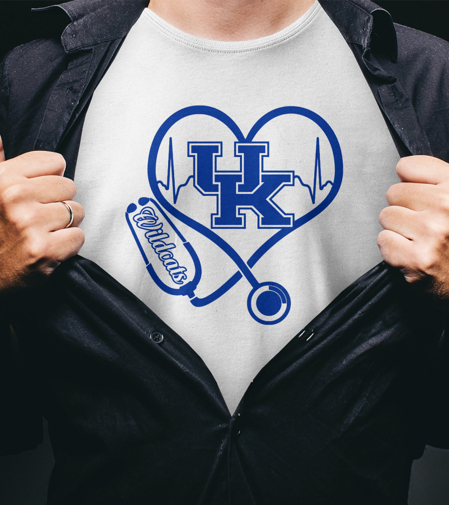 UK Wildcats Nurse Love Heart Stethoscope T-Shirt