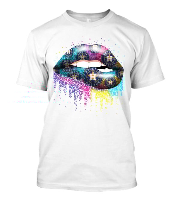 Houston Astros Glitter Lips Logo Burst T-Shirt