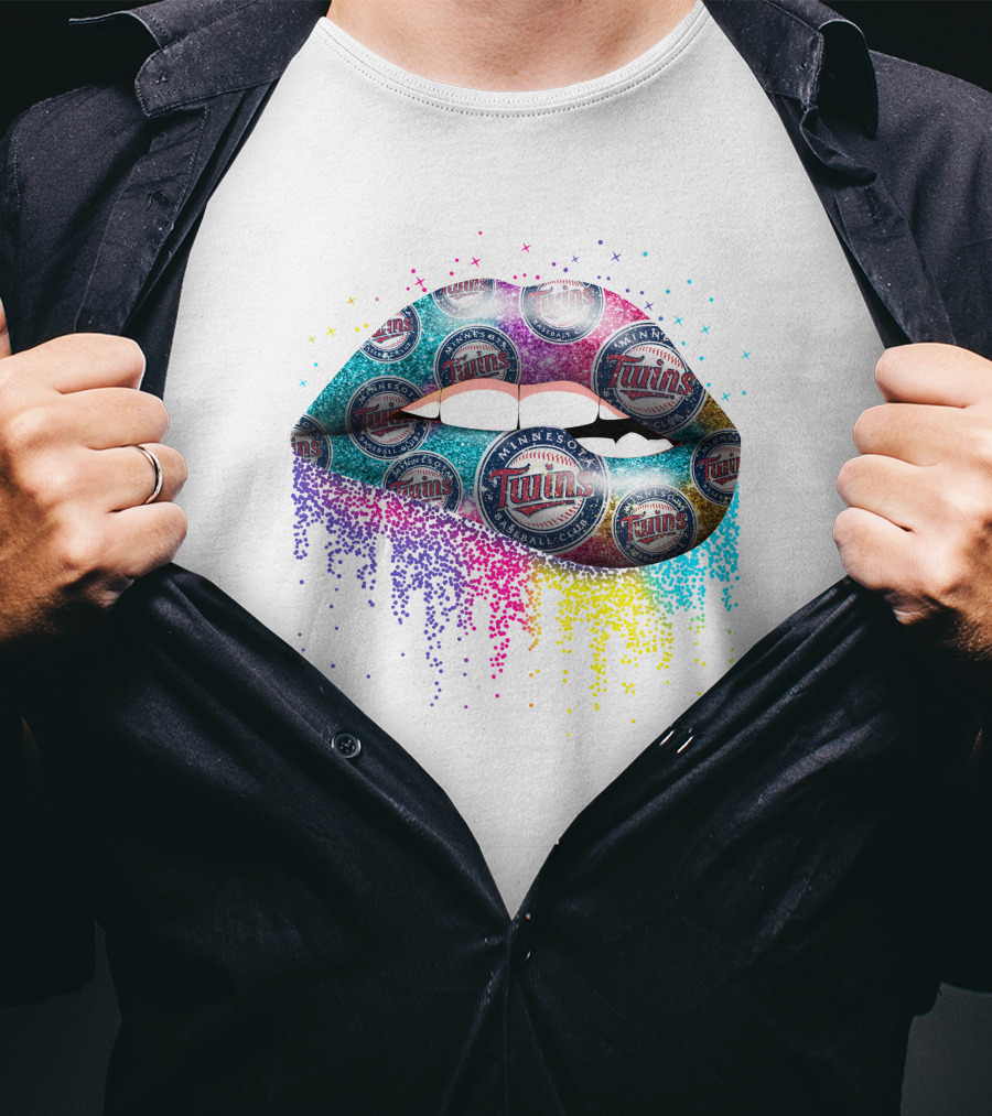 Minnesota Twins Baseball Lips Multicolor T-Shirt